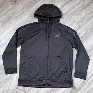 TapOut Mens Full Zip Hooded Sweatshirt Hoodie Black MMA Size Large